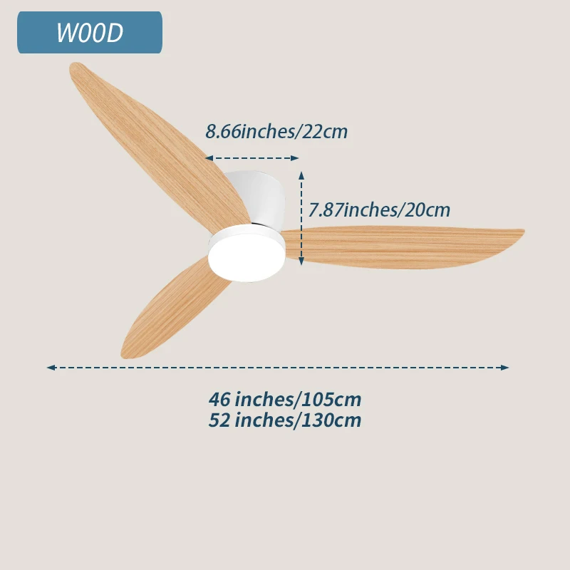 Ventilatore da soffitto da 52 pollici con telecomando per illuminazione, dotato di motore CC reversibile silenzioso, camera da letto e soggiorno, timer