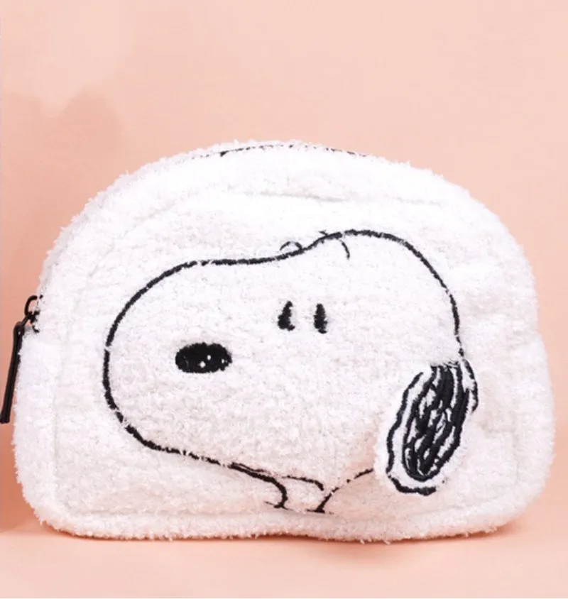 

Японская мультяшная плюшевая сумка для макияжа Snoopy, сумка-клатч, милая Портативная сумка для хранения косметики на молнии, кошелек для монет, мультяшный женский