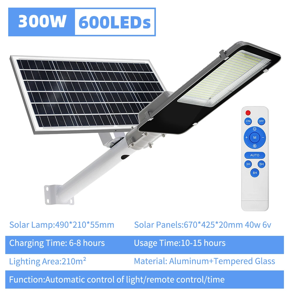 High Power Solar Street Super Bright Light 300W with Aluminum Solar Panel with Remote Control Oudoor Garden Solar Wall Lamp