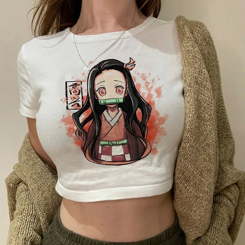 90s Manga Style Demon Slayer Crop Top - Kimetsu No Yaiba