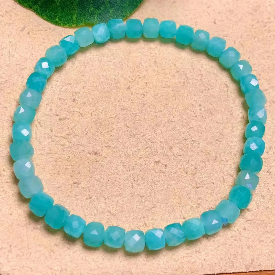 

4mm Wholesale Price Natural Amazonite Crystal Healing Faceted Candy Bracelet Fashion Jewelry Gift For Friends