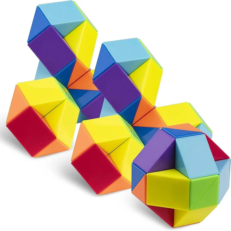 Rainbow Puzzle Fidget Toys Transformable Cube Kid EducationToys Brain Teaser 24/ 48 Segments Magic Rule Snake Speed  Cubes Twist
