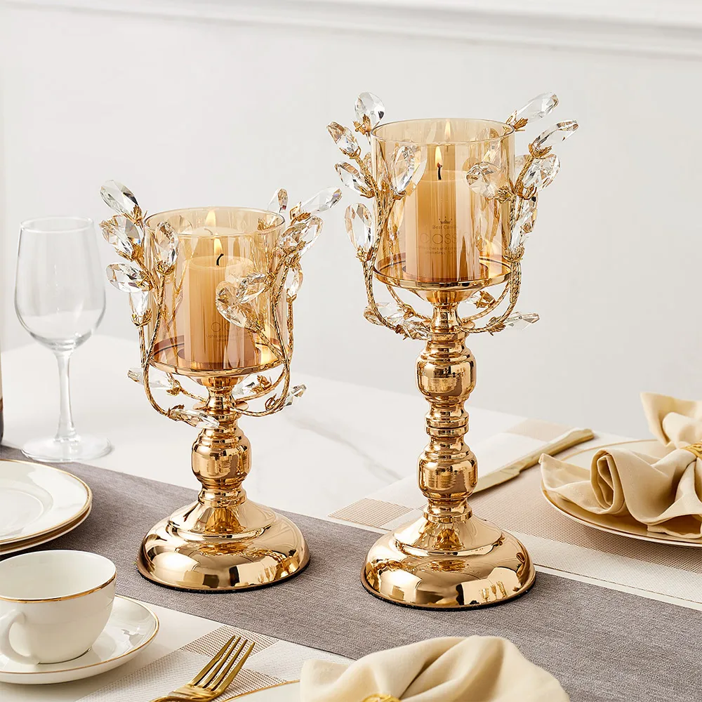 Golden Metal Big Size 7 inch Table Lotus Flower Candle Holder Home  decoration