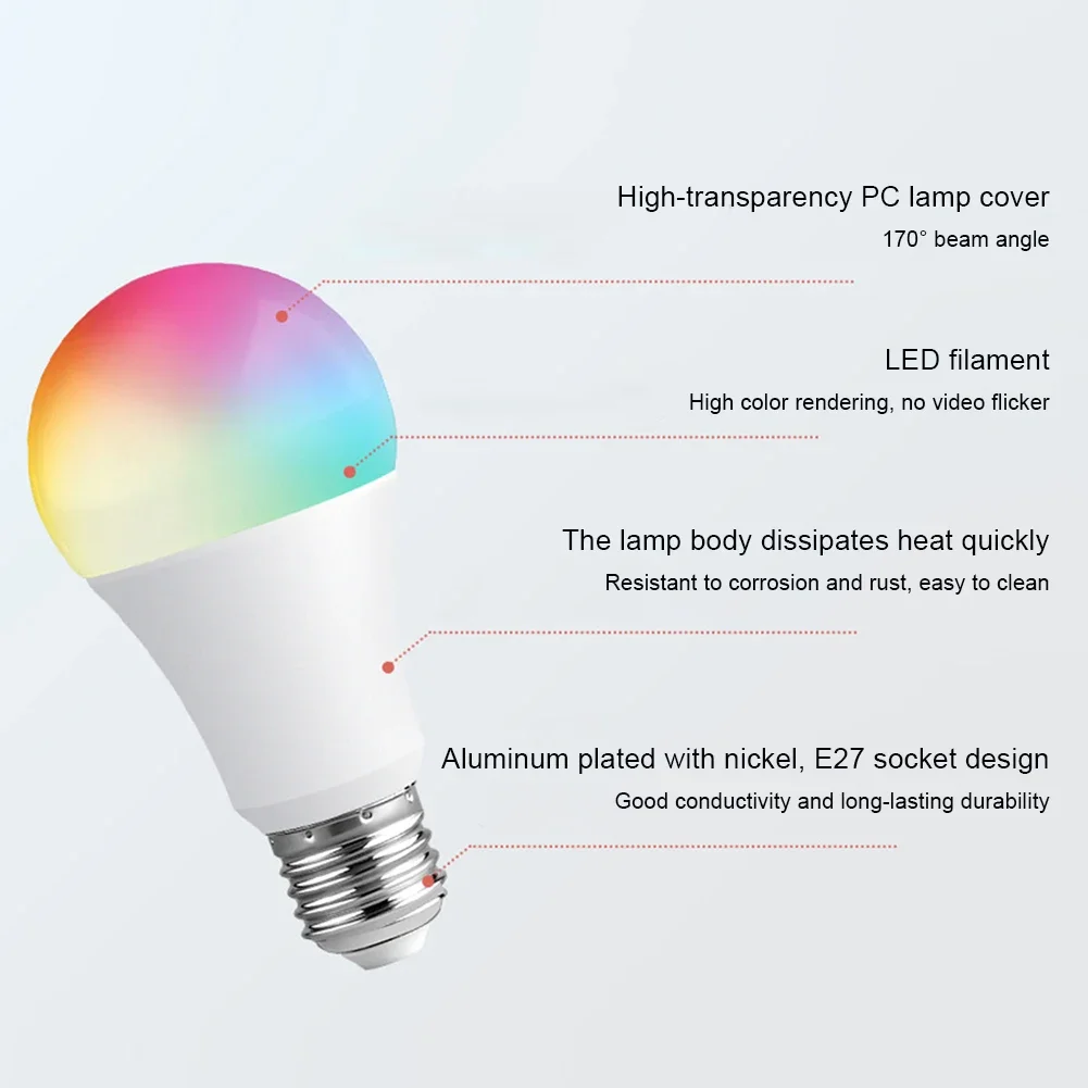 E27 RGB LED Light Bulb 9/12/15W 220V Vivid Multicolor Spotlight with Remote for Bedroom Party Trendy Home Decoration