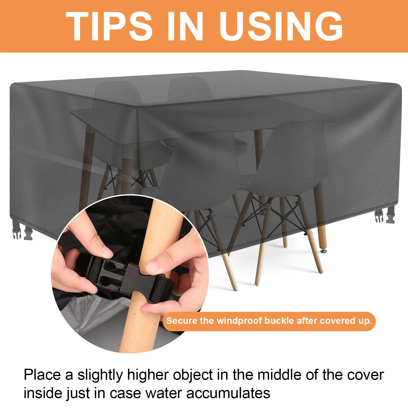 Square Garden Table Cover PU Waterproof Anti-UV Tear-Resistant 420D Oxford Patio Table Furniture Heavy Duty Protective Covers 4