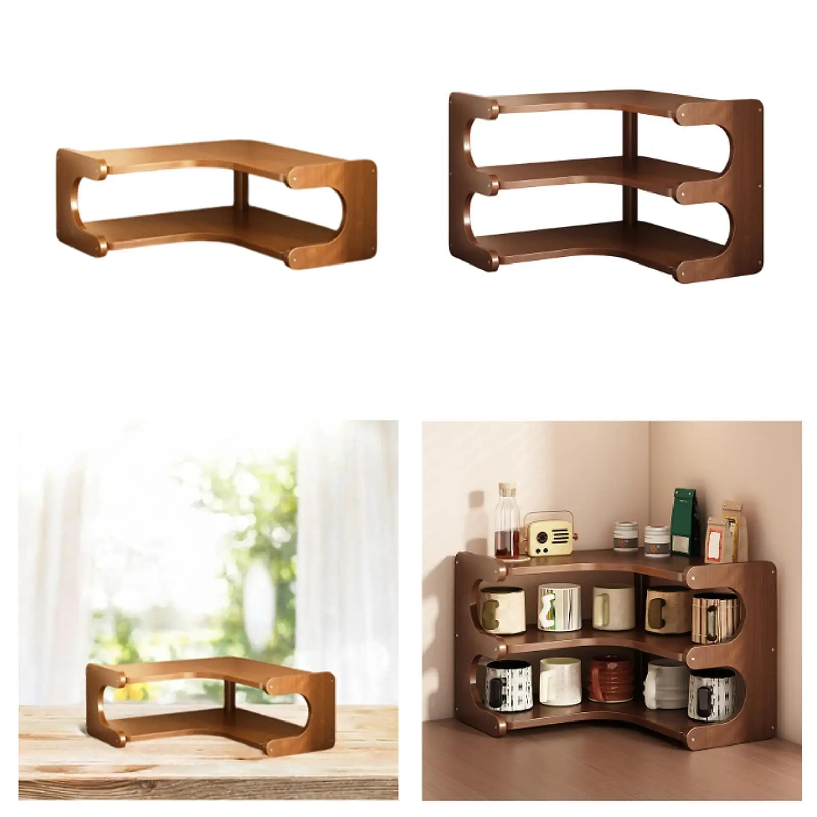 Desktop Corner Organizer Shelf Modern Vanity Organizer Seasoning Rack Display Stand for Bathroom Kitchen Apartment Restaurant