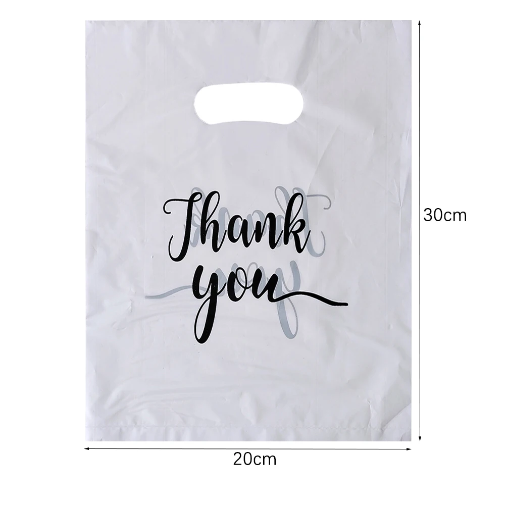 10/50/100Pcs White Gift Packaging Bags Plastic Thank You Bags Gratitude Handbags Retail Shopping Bags Cosmetics Clothing Bags