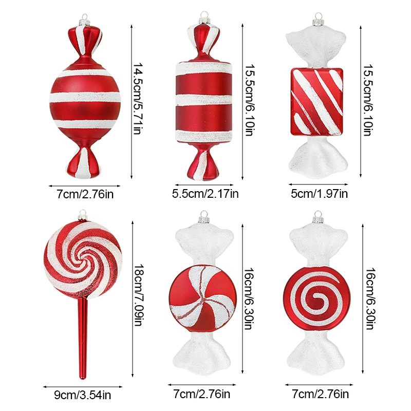 Christmas Lollipop Candy Cane Pendant Big Xmas Tree Hanging Ball Ornaments 2024 Christmas Decoration For Home 2025 New Year Gift