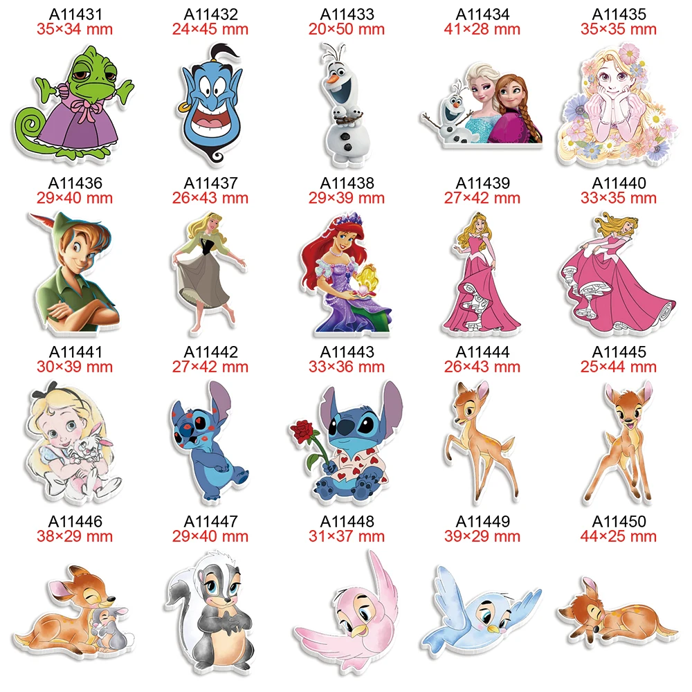 

Printed Disney Princess Stitch Bambi Cartoon Planar Resin Flatback DIY for Hairbows Crafts Handmade Accessories 30Pcs/lot