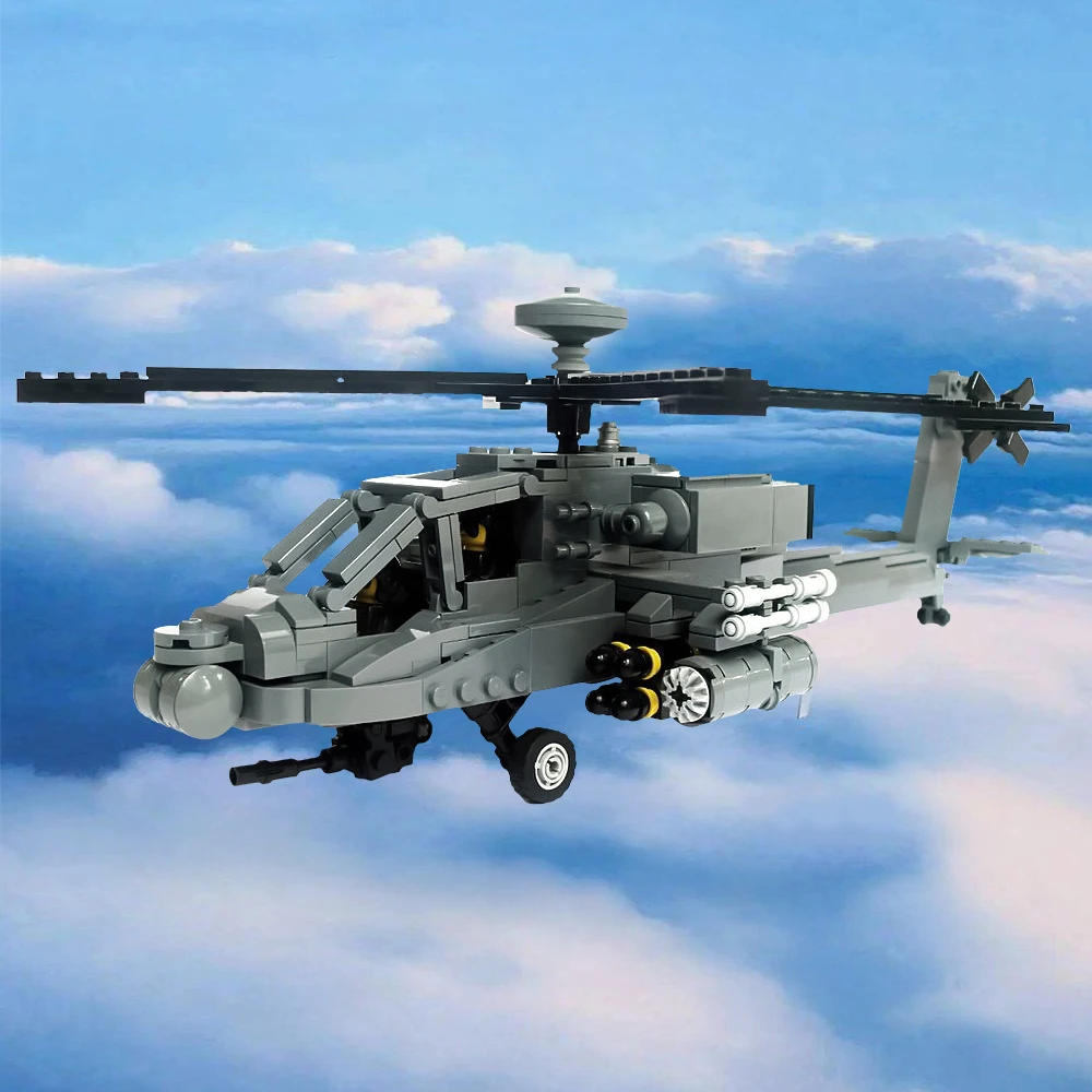 

MOC AH-64D Apache Longbow Military Armed Helicopter Building Block Model Army Helicopter DIY Brick Toys Kids Birthday Gifts Toys