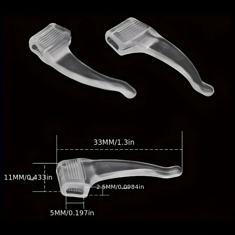 3 Pairs Black & White Silicone Anti-Slip Eyeglass Hooks - Comfortable & Secure Glasses Holders for, Activities