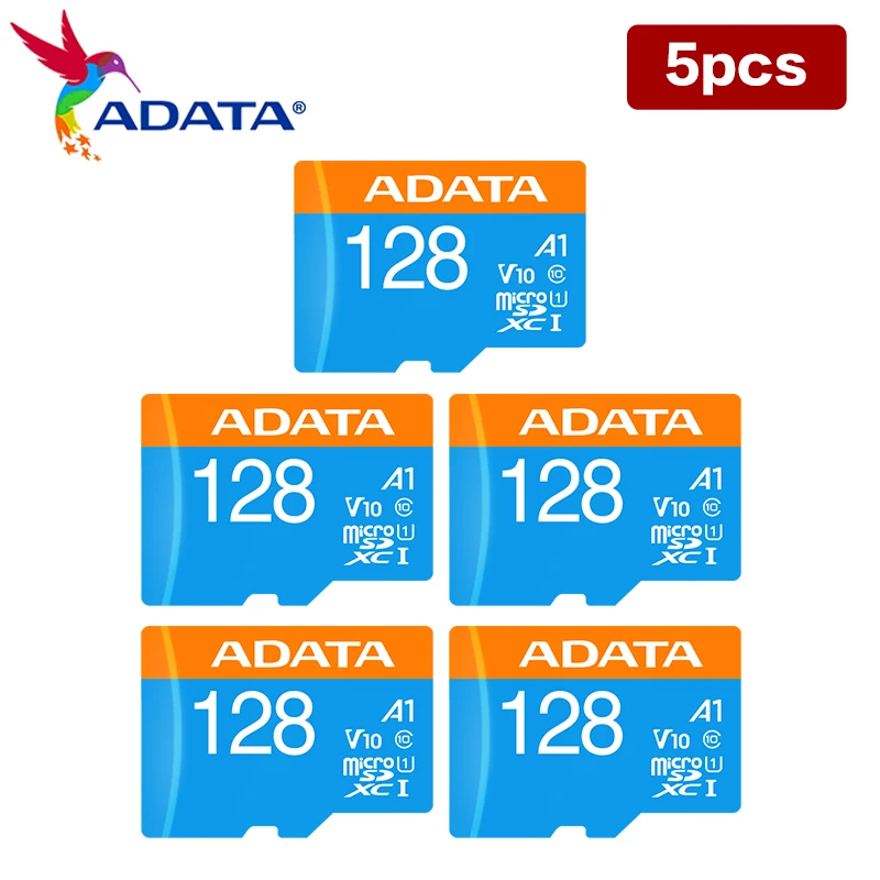ADATA 프리미어 마이크로 SDXC/SDHC UHS-I 메모리 카드, 32GB 64GB 128GB A1 C10 마이크로 SD 카드, 어댑터 포함, 도매, 5 개