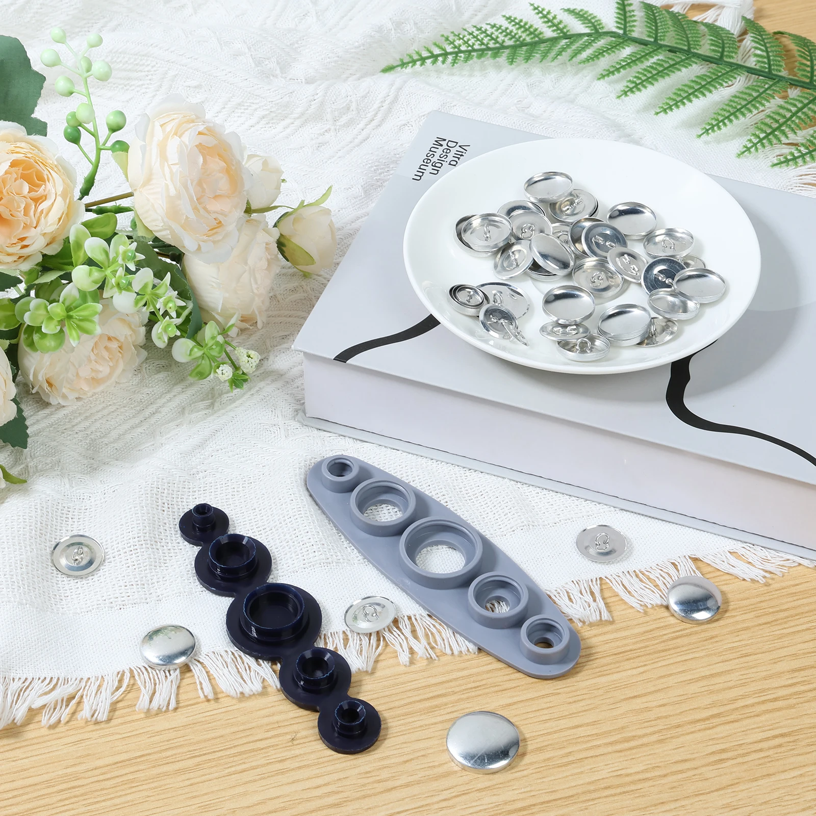 100 Sets Cover Buttons Kit With Tools Size Buttons To Cover Self Cover Buttons DIY Fabric Cloth Cover Buttons 5