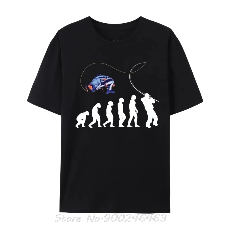 Angelrute Angelrute Evolution Fliegenfischen Print Top T-Shirts Familie Baumwolle Herrenbekleidung Übergroße Unisex T-Shirts Streetwear