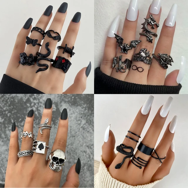 Dropship 24 PCS Vintage Punk Rings For Men Women Punk Gothic Open Rings Set  Adjustable Snake Skull Spider Claw Goth Ring Set Size 7-9 to Sell Online at  a Lower Price | Doba