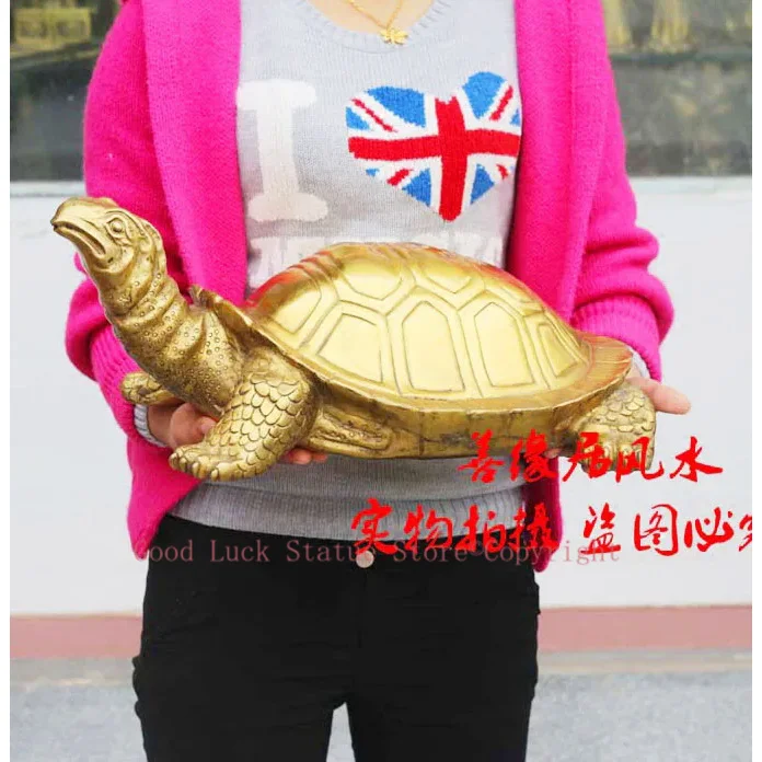 

50CM large Huge home Porch lobby efficacious Protection efficacious Mascot thriving business bronze GOLDEN turtle FENG SHUI art