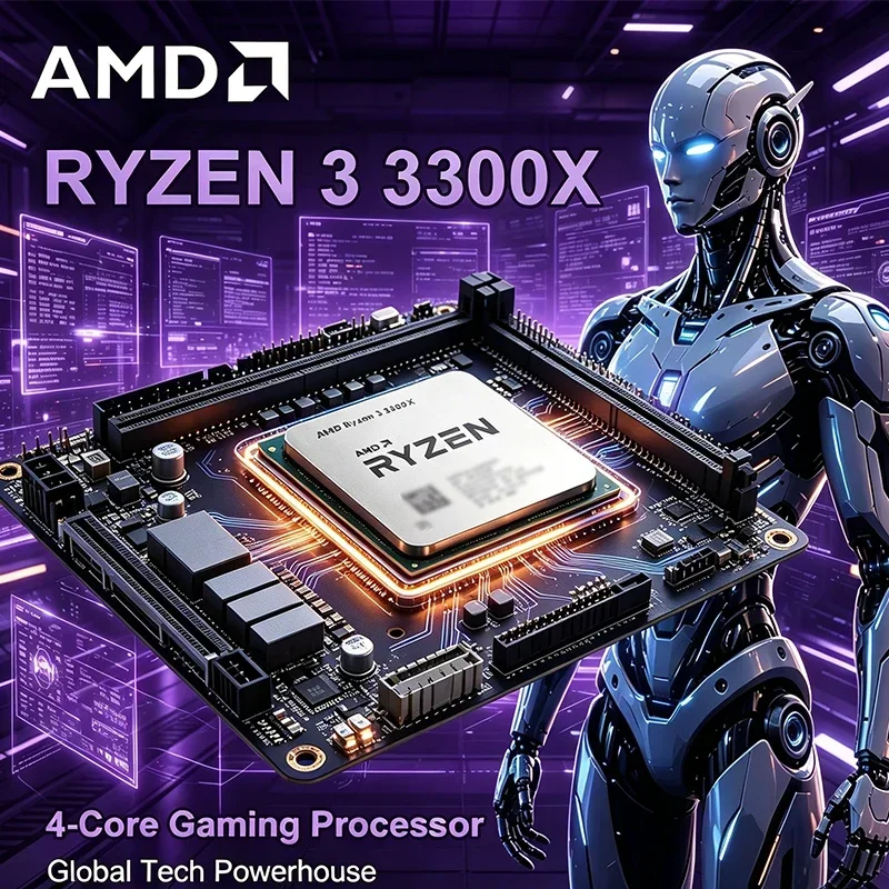 AMD 라이젠 3 3300X R3 3300X 3.8GHz 쿼드코어 8스레드 65W CPU 프로세서 L3=16M 100-000000159 소켓 AM4 65W 벌크 루즈 파이