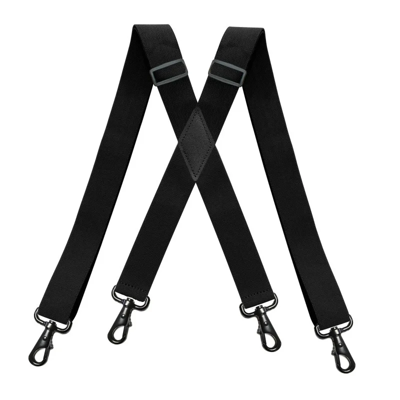 Heavy Duty Big Tall Suspenders 4 Snap Hooks 3.5*120cm for Men Work Adjustable Elastic Trouser Brace Strap Belt