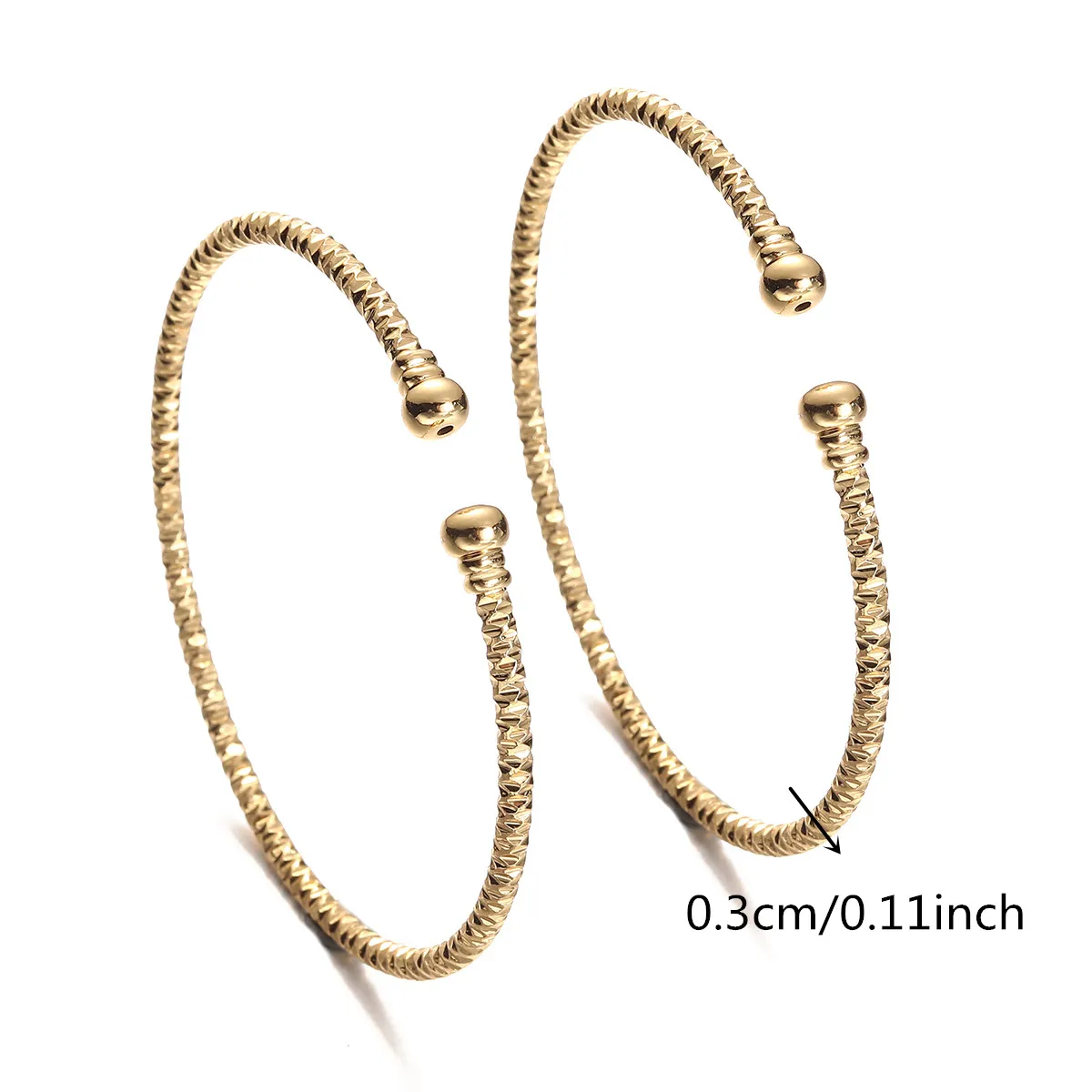2 Pcs Golden Color Women Dubai Bride Wedding Ethiopian Bracelet Africa Bangle 3