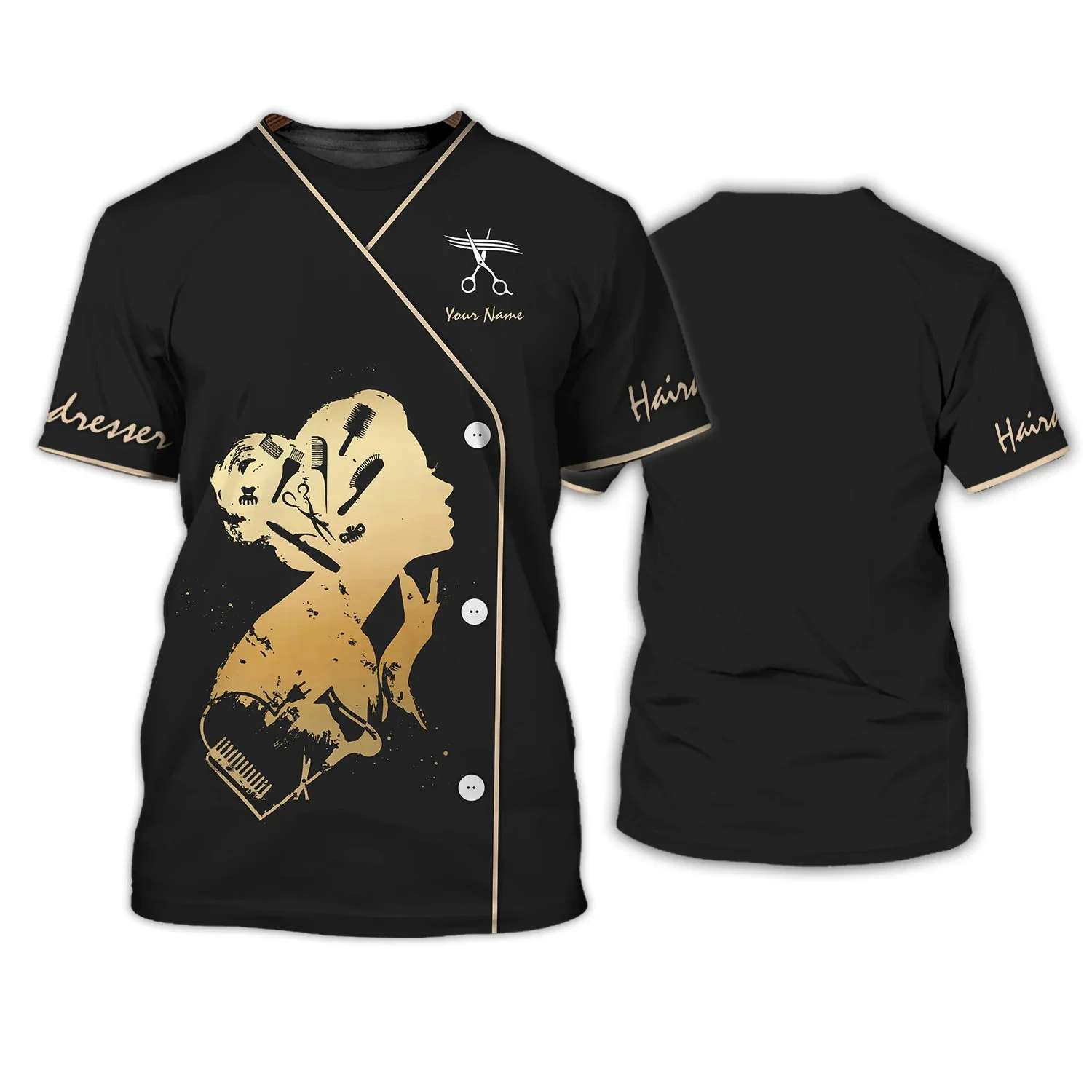Sommer Herren T-Shirt Friseur personalisierte 3D gedruckt Unisex T-Shirt Hair Cut Shop Uniform Friseur Muster T-Shirt DW182 – Detail 27