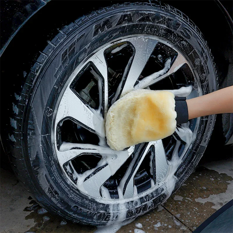 Car Cleaning Gloves 1/5pcs Soft Thickened Imitation Wool Plush Wiping Car Washing Mitt Double-faced Glove Supplies