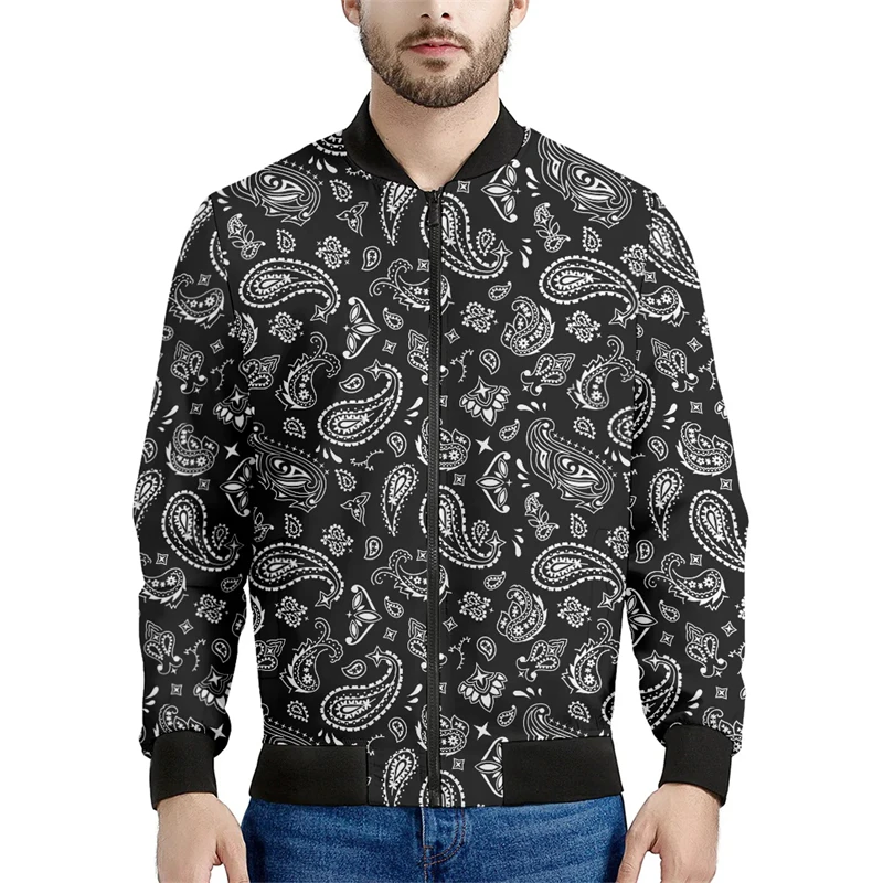 thumbnail image 1 of Chaquetas con estampado de bandana de cachemira de tendencia, moda de primavera y otoño, chaqueta con estampado 3D de manga larga, ropa de calle informal, sencilla y genial para hombre, 1 of 5