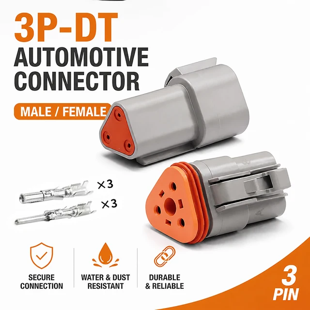 DT06-3S & DT04-3P 3-Pin Deutsch Type DT Series Waterproof Connector - Heavy Duty Automotive Plug for Truck Wire Harness 1