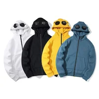 Fashion Men's Hoodies Hooded Sweatshirt Trend Zipper Up Sunglasses Hat Cardigan Jacket High Street Autumn Long Sleeve Warm Coats 1