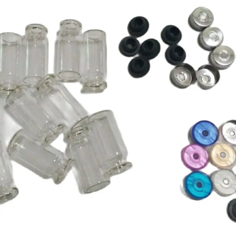 (100pcs) 2ml 5ml Vials with Rubber Stopper Flip Off Caps or Al Caps Glass Bottles 4