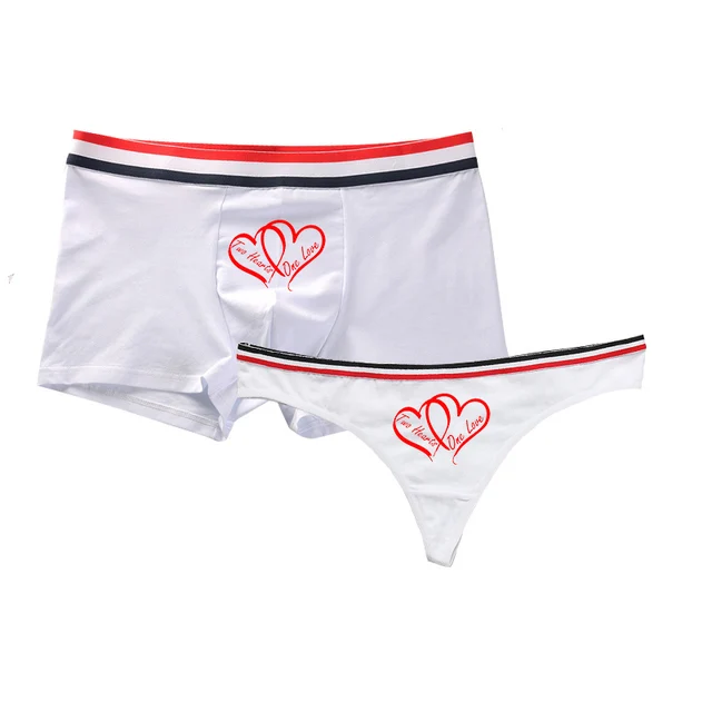 Couple Lover Matching Letter Print Underwear Order Seperately for Women G string and Men Boxer Shorts Underpants 2