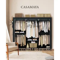 Portable Closet, 81.5 Inch Extra Large Capacity Wardrobe Closet with Cover, Easy to Assembly, Black PCT136B01 Wardrobes 2