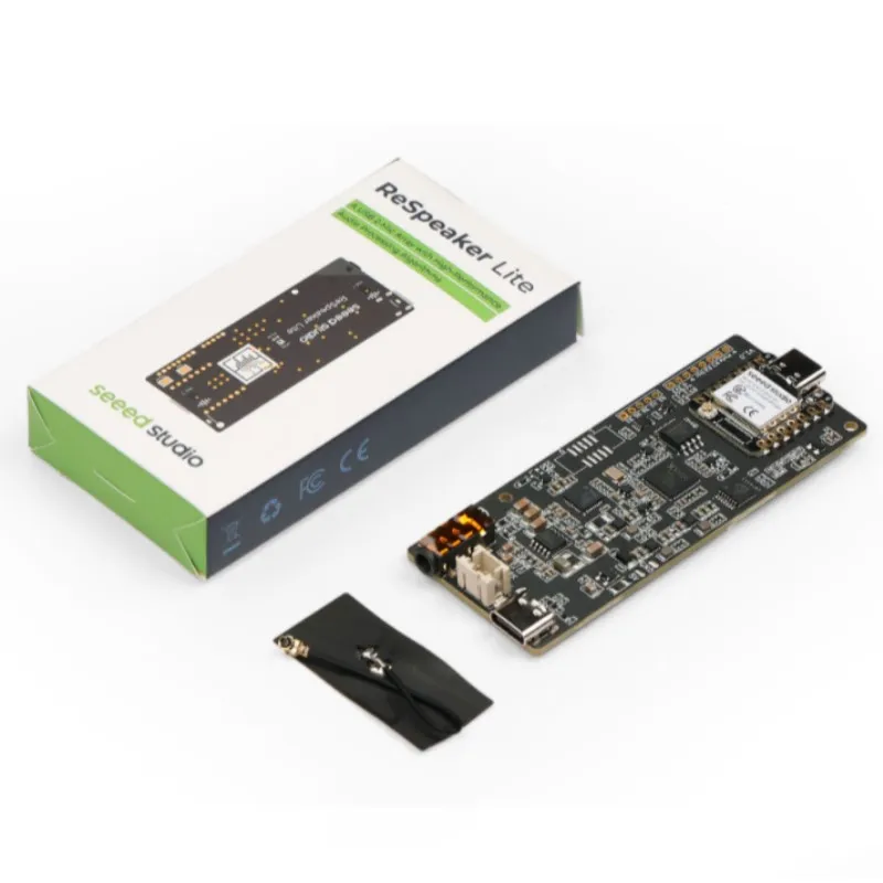 Zestaw asystenta głosowego ReSpeaker Lite ESPHome Home Assistant z 2 mikrofonami i wstępnie przyszytym XIAO ESP32S3, mono głośnik w obudowie.