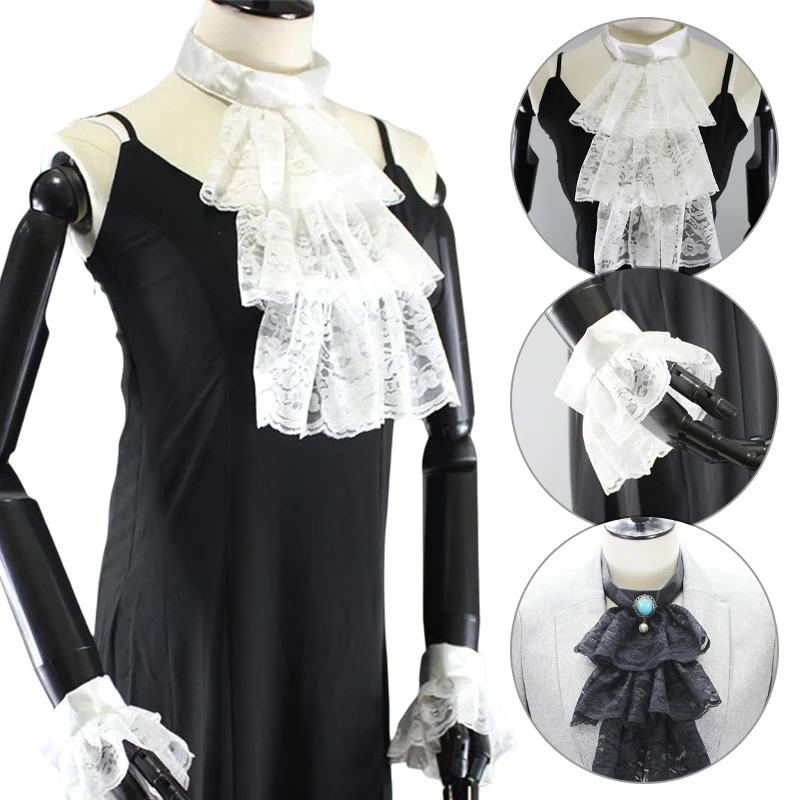 

Ruffled Lace Retro Victorian Fake Collar Exotic Cosplay Detachable False Choker Clubwear Renaissance Punk Collar Cuffs Sleeve