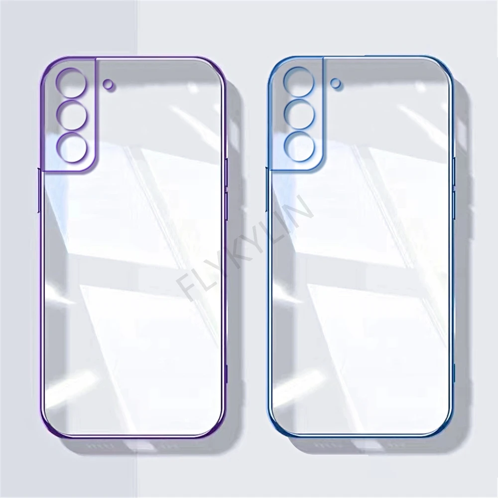 Luxus-Beschichtung, transparente Hülle für Samsung Galaxy S25 S24 S23 S22 S21 Note 20 Ultra Plus S21 S23 S24 FE, weiche Silikon-Rückseite