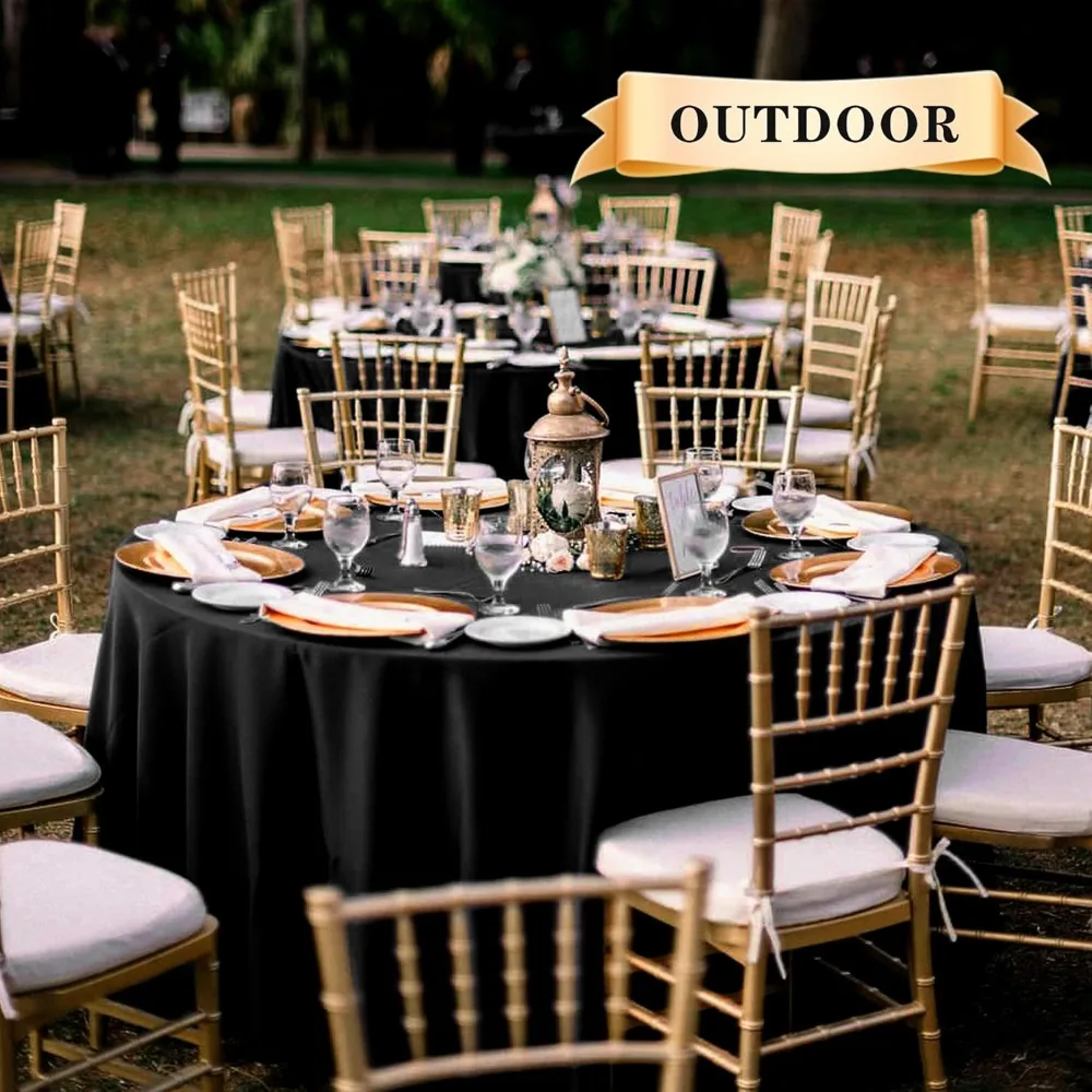 6 Pack Round Tablecloth 108 Inch Black, Stain and Wrinkle Resistant Table Cloth - Washable Polyester Table Cover 4