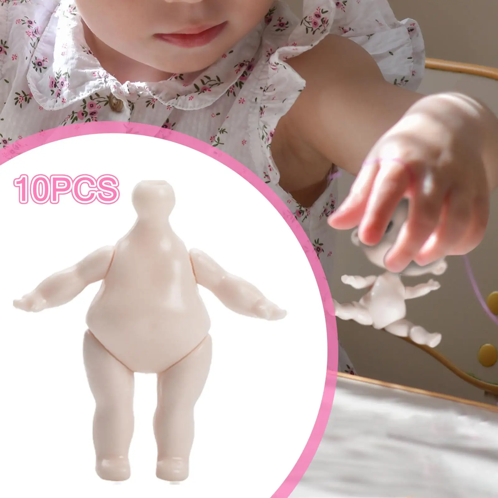 10 조각 인형 누드 바디 높이 5cm 이동식 관절 액세서리 만들기 흰색 색상 예비 손 선물로 머리없이 유연한