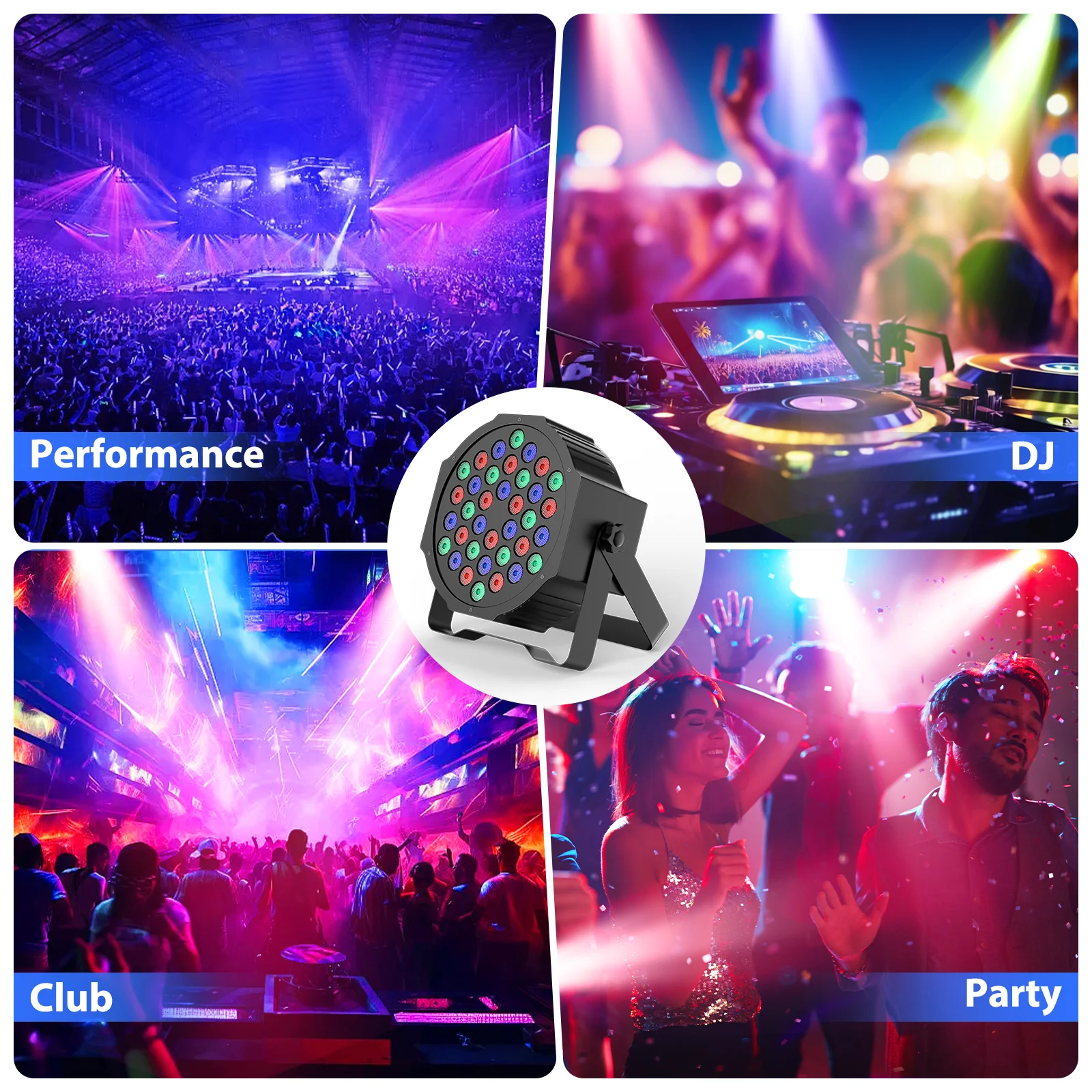 Yiflamefly 4Pcs 20W 36LED Par Lights RGB Stage Lights with Wireless Remote Sound DMX512 DJ Light For Party Stage Effect Lighting 6