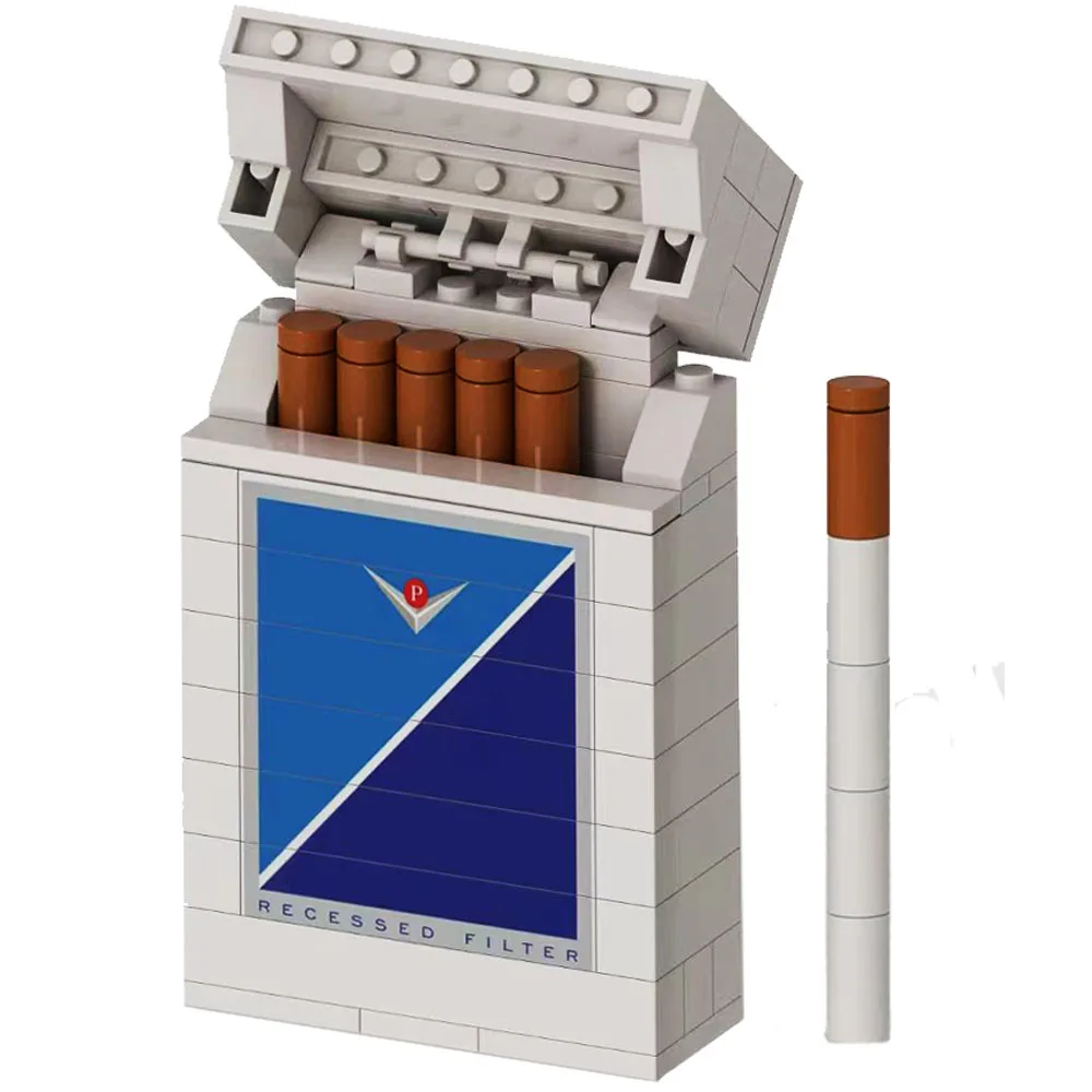 MOC New Collect Brand Cigarette Box Smoke Blocks Red Yellow Green Creative Build