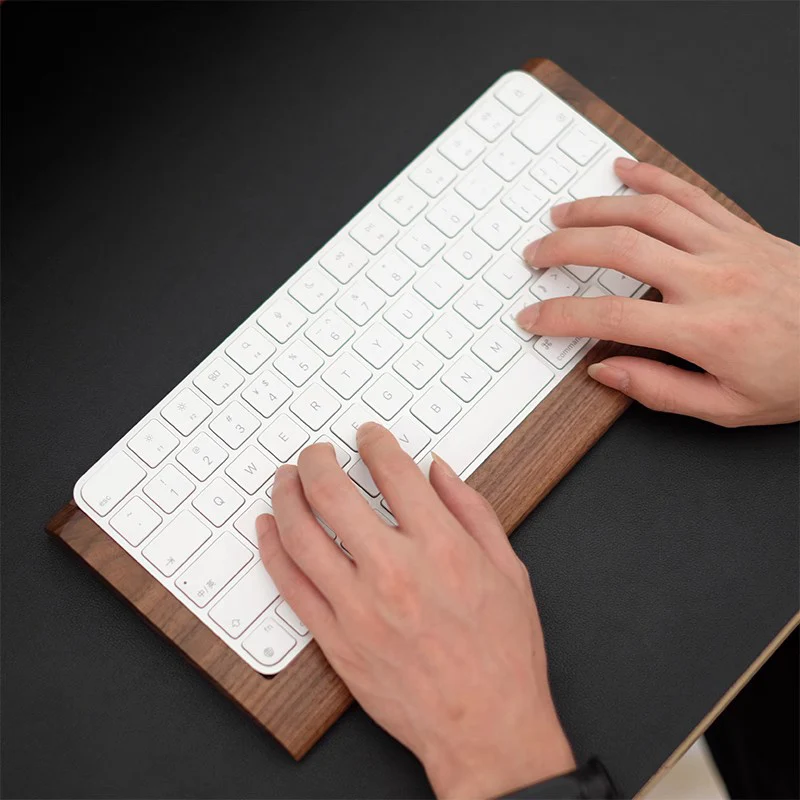 Bandeja de Madeira Sólida de Noz Descanso de Palma para Teclado Mágico Apple Touch id Suporte Magic Trackpad Suporte de Pulso em 1 - Imagem 5
