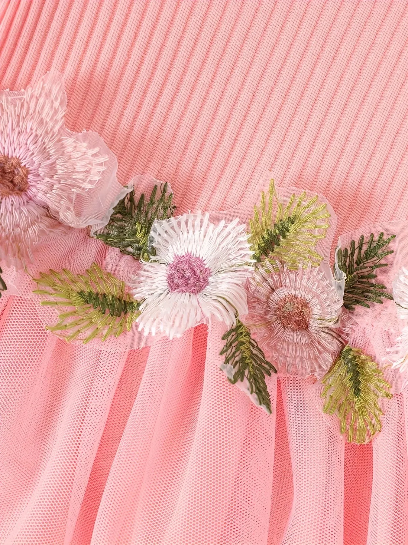 Baby Girl Flower Mesh Dress Set 4