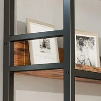 Industrial Bookshelves 6 Tiers Corner Bookcases with Baffles Etagere Shelf Storage Rack with Metal Frame, Bookcases 2