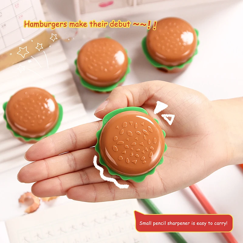 Creative Cartoon Hamburger Shape Pencil Sharpeners Double Holes Pencil Cutting Tools School Supplies Student Stationery Gifts - 5