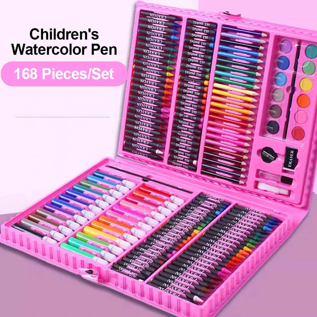 168PCS/Set Art Set Oil Pastel Crayon Colored Pencils Marker Pens Watercolor Paint  Painting Drawing Kit Christmas Gift for Kids - AliExpress