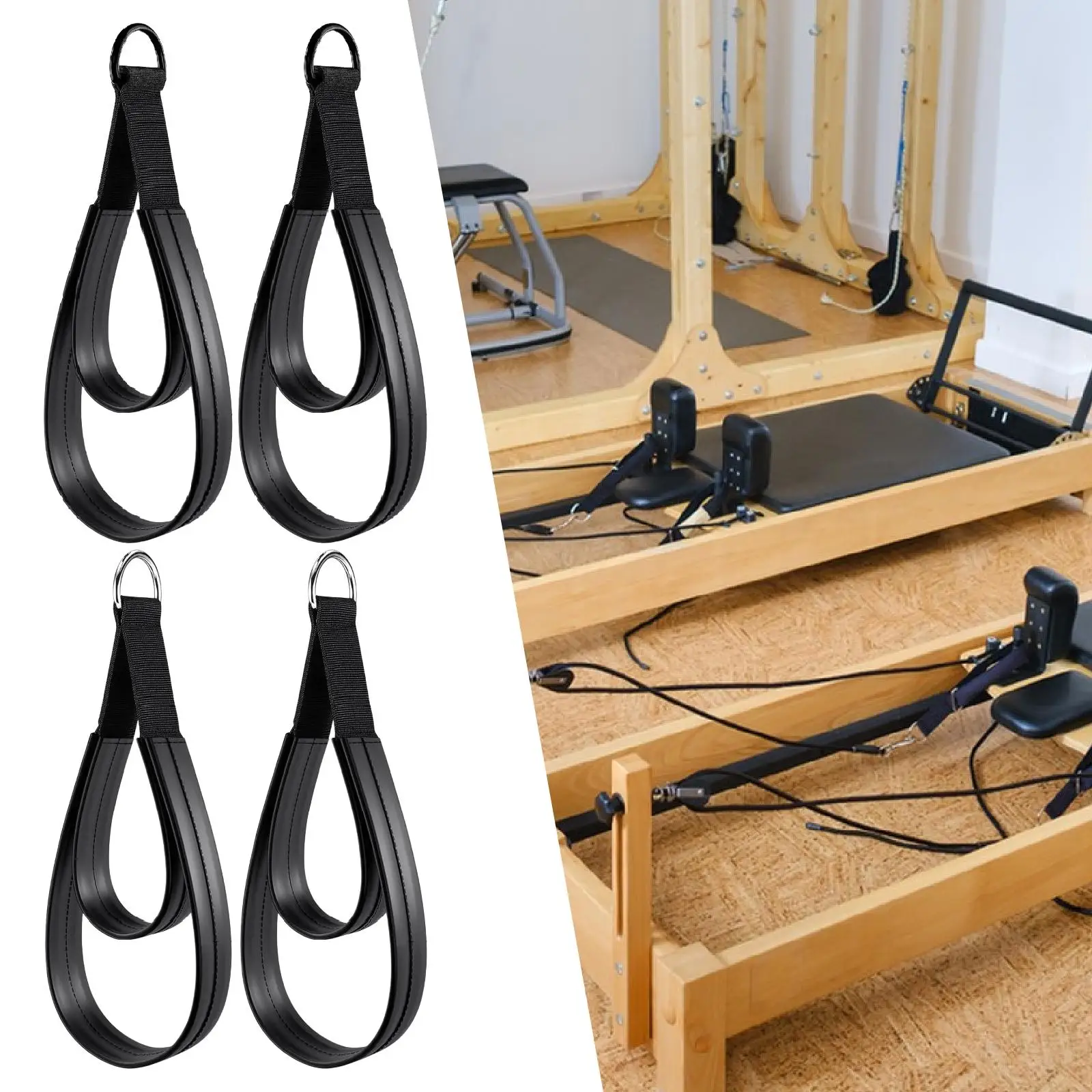 2x D Rings Strap Handle Home Exercise Accessories Pilates Double Loop Straps for Reformer for Arms Beginner Yoga Women Men Gym 2x D Rings Strap Handle Home Exercise Accessories Pilates Double Loop Straps for Reformer for Arms Beginner Yoga Women Men Gym