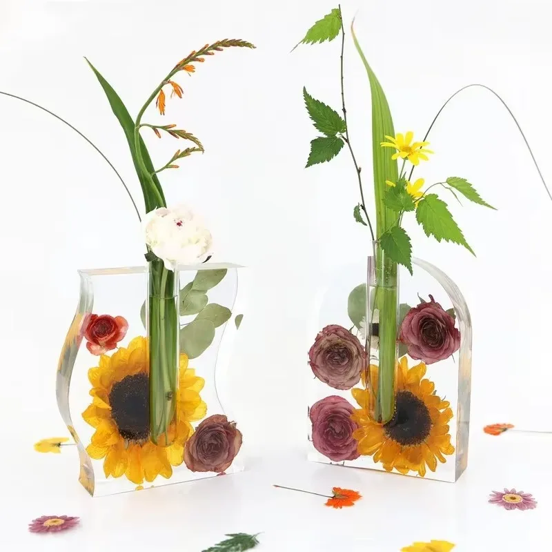 Wave-shaped Arch-shaped Test Tube Flower Device Cultivation Water Plant Mirror Silicone Mould DIY Crystal Epoxy Resin Mold