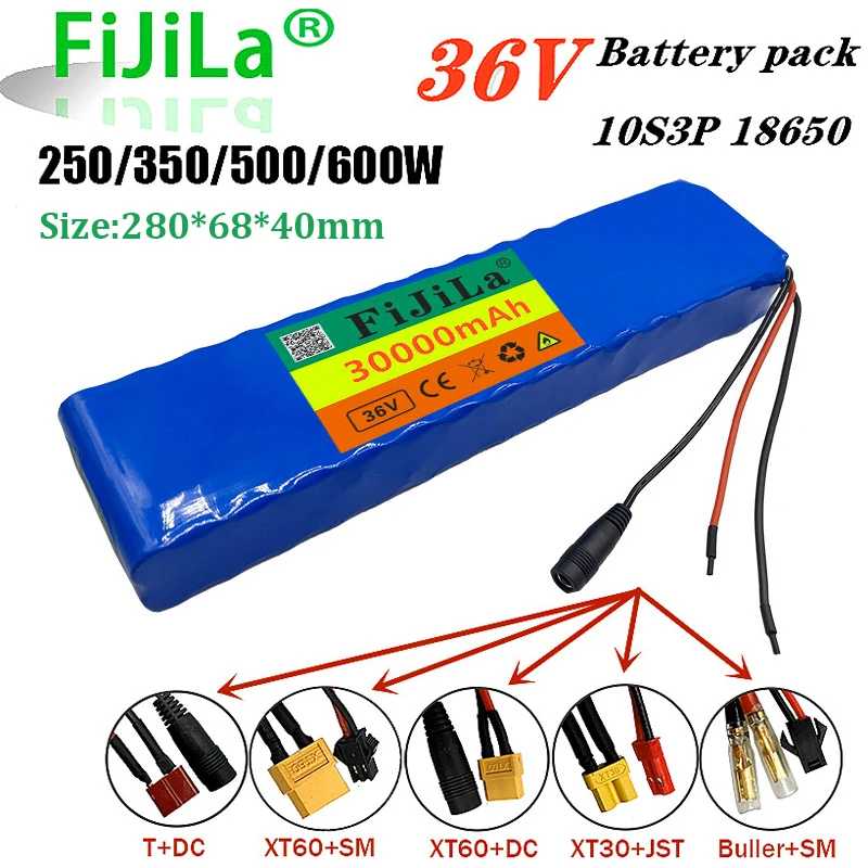 

Battery 10S3P 36V, 30Ah, for 18650 electric bicycles, Eddie Ion 24.com, 350W, 500W, for high-power electric scooters