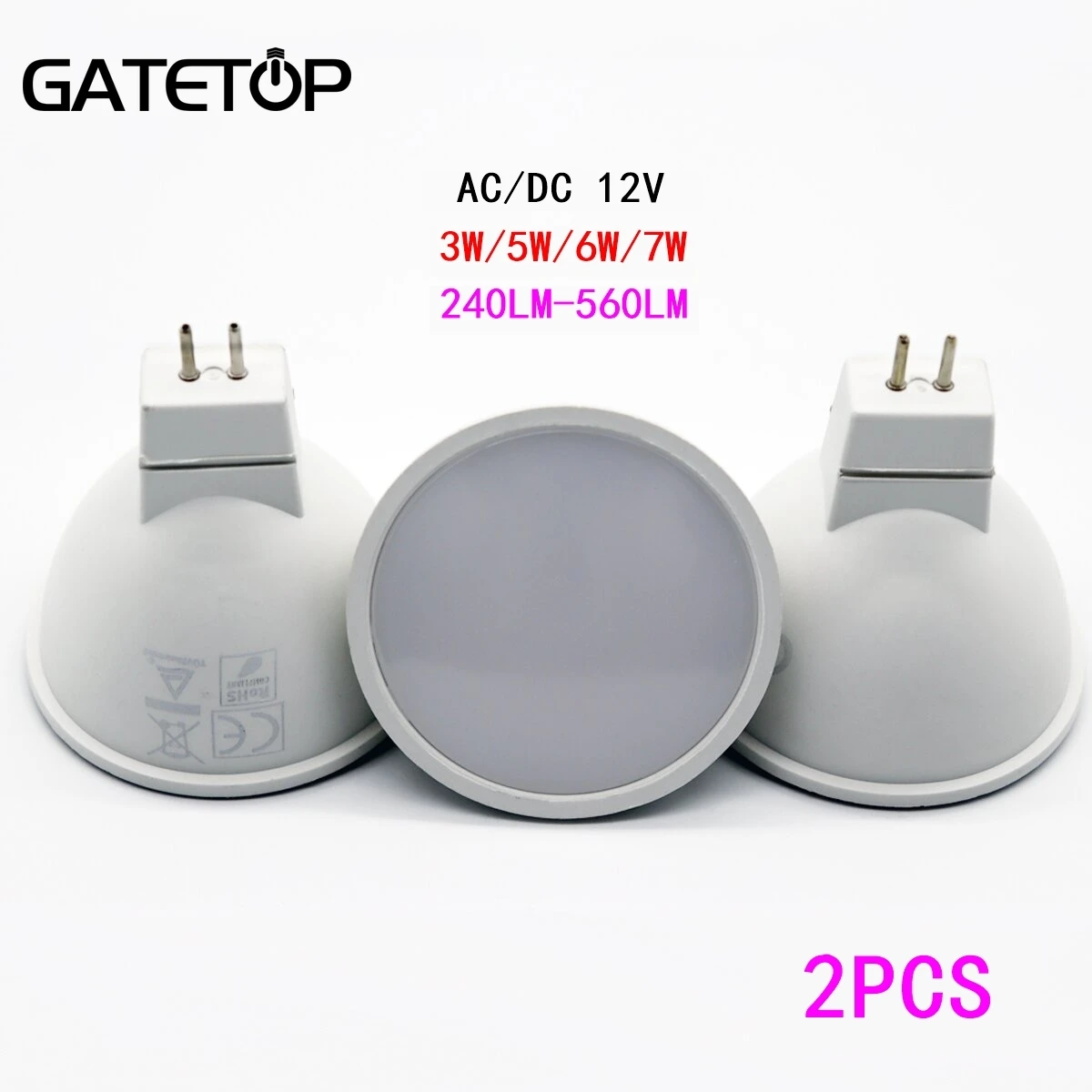 2PCS LED Spotlight MR16 GU5.3 low pressure AC/DC 12V 3W 5W 6W 7W Light Angle 120 degrees Warm White Day Light LED Lamp
