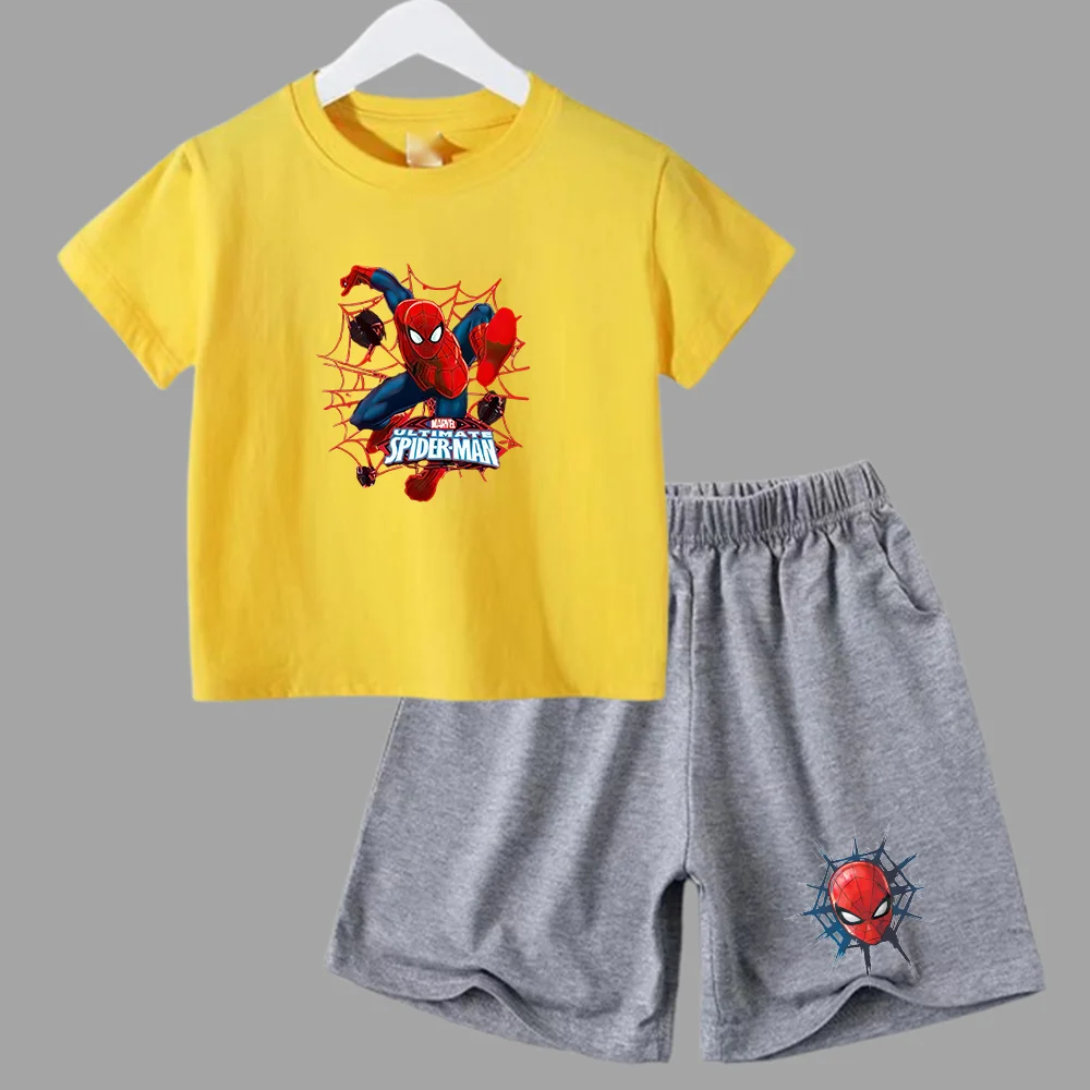 thumbnail image 1 of Conjunto de verano de Marvel Spider-Man para bebé adolescente, camiseta para niño, pantalones cortos, conjunto de 2 piezas, ropa deportiva de manga corta para niño y niña, marca de dibujos animados pa, 1 of 5