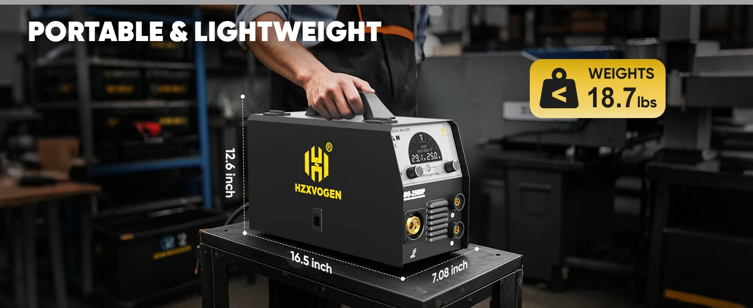 HZXVOGEN Aluminium-Schweißgerät Stick/Gas MIG/Flux Core MIG/Lift WIG/5in1 220V MIG250DP Inverter-Schweißgerät mit synergischer Steuerung – Detail 9