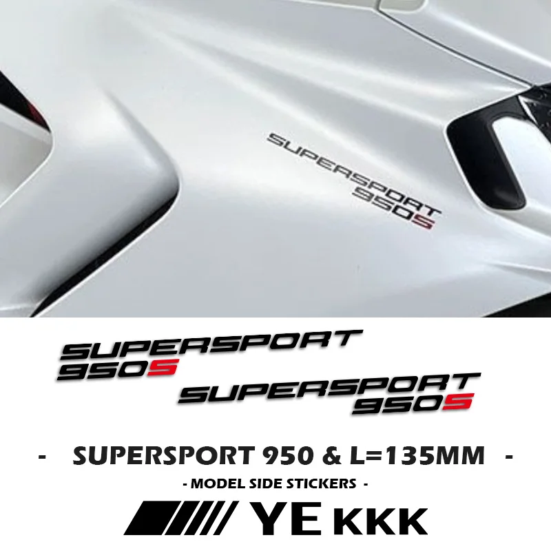 135MM Two inscriptions Supersport 950 For Ducati SUPERSPORT 950  950S MODEL SIDE STICKERS shell Sticker Decal Replica Custom toy racing car alloy iron shell taxi model inertia sliding rail car mini small gift toys for children boys